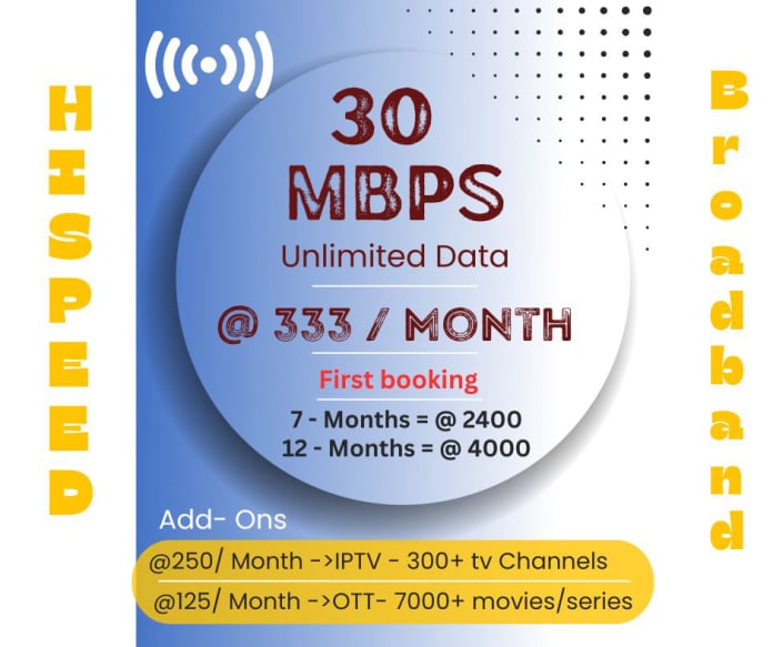 Hispeed 30 Mbps - Unlimited Data